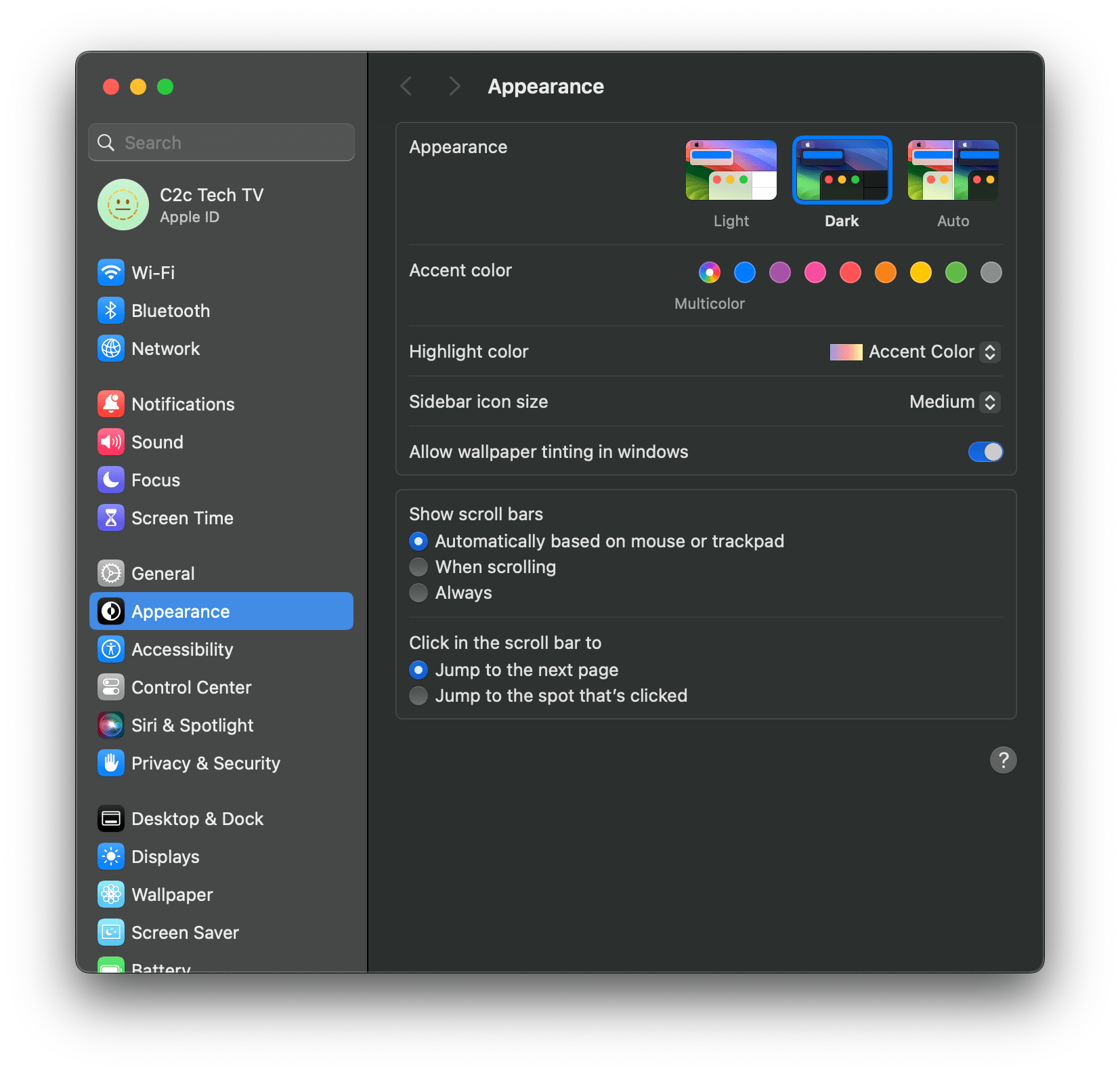 macOS Sonoma Sidebar icon size Medium